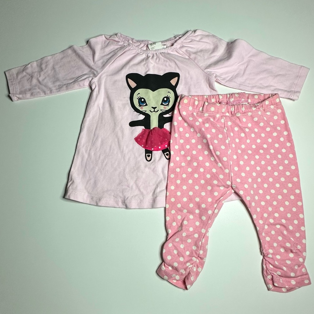 H&M Charming Pink Cat Set for Kids 2-4M